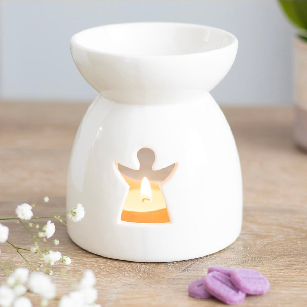 WHITE ANGEL SILHOUETTE CUT OUT WAX WARMER