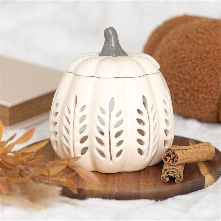 Cream Leaf Cut Out Pumpkin Wax Warmer