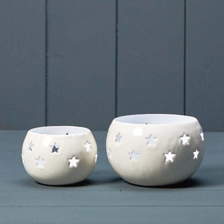 White Votive with Star Decal